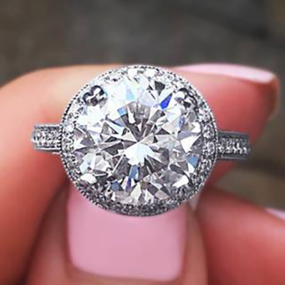 😍PURE BIG DAINTY MACRO PAVE 925 SILVER PLATED BEAUTIFUL RING FOR WOMEN, L041 - Picture 3 of 6